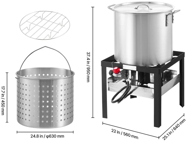 Alt view image 6 of 7 - 100 Qt Seafood Boiling Kit with Strainer Outdoor Crab Crawfish Cooking Pot