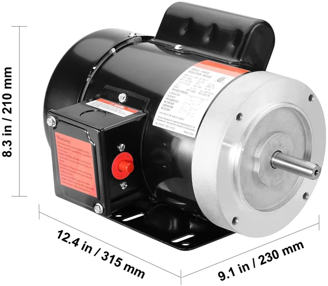 Alt view image 6 of 7 - 0.75HP Electric Motor 1725 rpm, AC 115V/230V, 56C Frame, Air Compressor Motor Single Phase, 5/8" Keyed Shaft, CW/CCW Rotation for Agricultural Machinery and General Equipment
