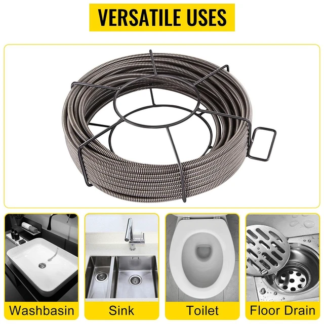 Alt view image 6 of 7 - Drain Cable Sewer Cable 75ft 1/2in Drain Cleaning Cable Auger Snake Pipe