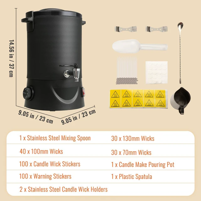 Alt view image 6 of 7 - Wax Melter for Candle Making, 6.5 Liter Large Electric Wax Melting Pot Easy Pour Spout, 9-level Temperature Control, Easy Clean for Candle Soap Cream Beauty Bulk Production Business or Home