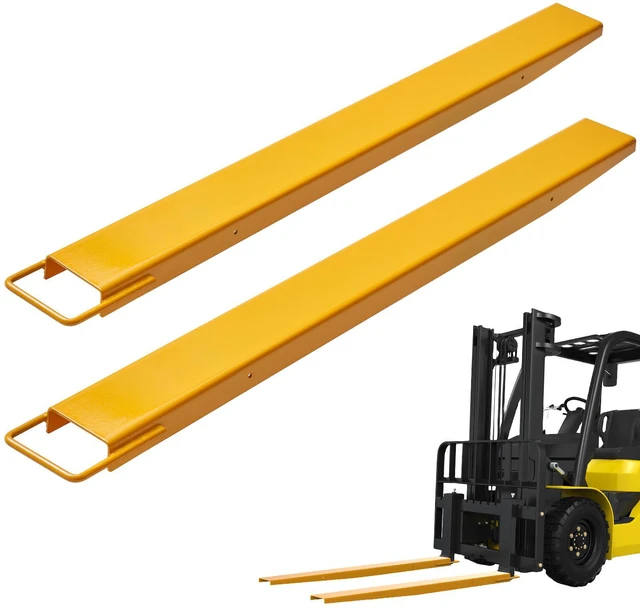 Main image of Pallet Fork Extensions, 60" Length 4.5" Width, Heavy Duty Carbon Steel Fork Extensions for Forklifts, 1 Pair Forklift Extensions, Industrial Forklift Fork Attachments for Forklift Truck, Yellow