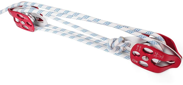 Alt view image 2 of 7 - Twin Sheave Block and Tackle 1/2" x 150Ft Twin Sheave Block with Braid Rope 30-35KN 6600-7705LBS Double Pulley Rigging