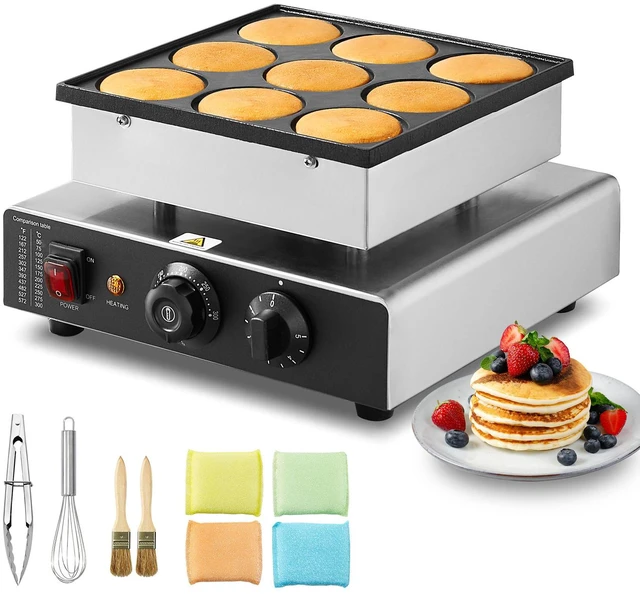 Main image of 9PCS 76mm Dutch Pancake Maker Commercial Dorayaki Baker 850W Non-stick