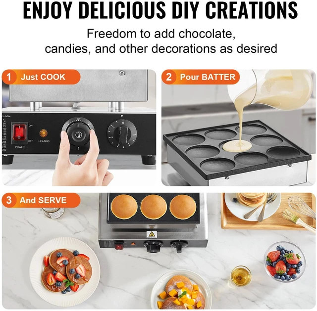 Alt view image 3 of 7 - 9PCS 76mm Dutch Pancake Maker Commercial Dorayaki Baker 850W Non-stick
