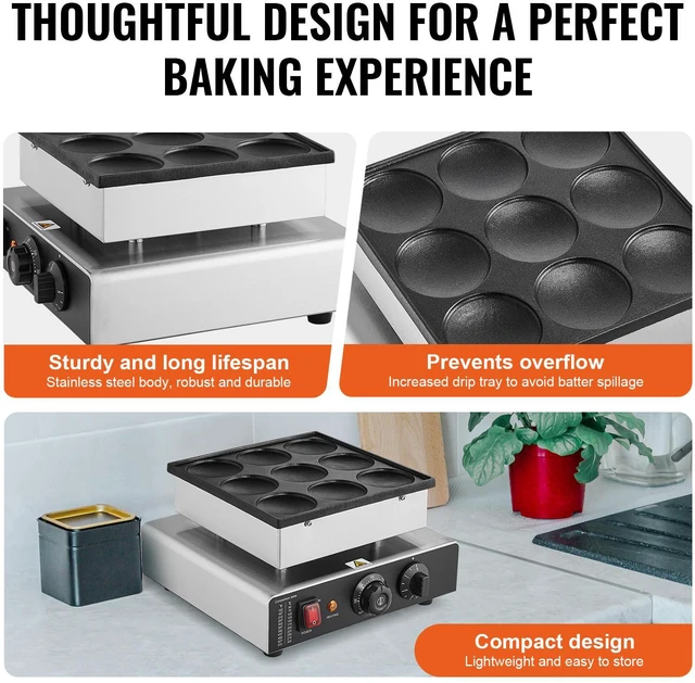 Alt view image 2 of 7 - 9PCS 76mm Dutch Pancake Maker Commercial Dorayaki Baker 850W Non-stick