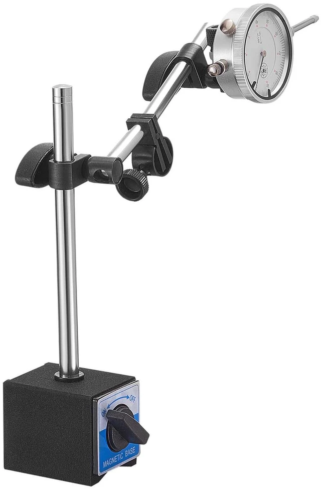 Alt view image 6 of 7 - Dial Test Indicator with Dual Rod Stand and Storage Case, 0.001 inch Accuracy, 0-1 inch Range, Fine Adjustable Long Arm, Non-Magnetic Centering Rods for Machine Set-Up, Narrow Area Measurement
