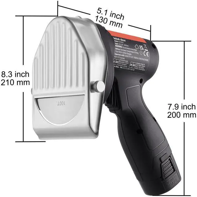 Alt view image 6 of 6 - Electric Shawarma Knife, 80W Cordless Battery Professional Turkish Knife, Commercial Stainless Steel Gyro Cutter, Doner Kebab Meat Slicer with 2 Blades, 4"/100mm, 0-8mm Adjustable Thickness