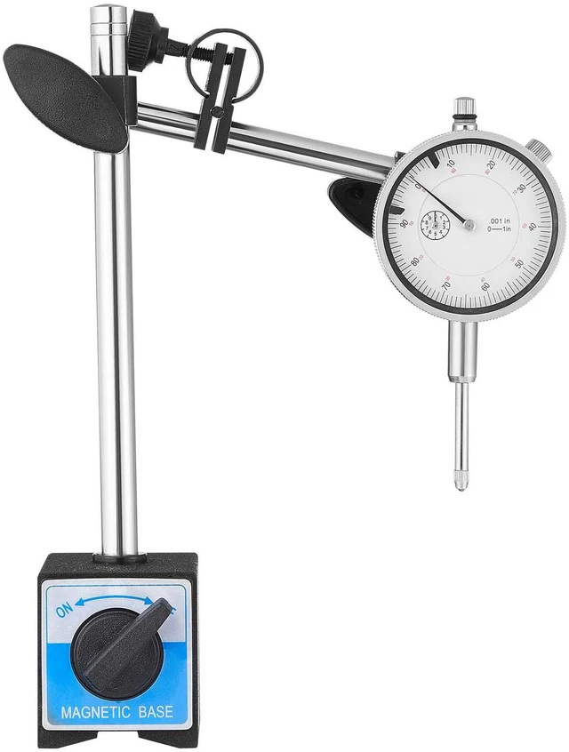 Alt view image 2 of 7 - Dial Test Indicator with Dual Rod Stand and Storage Case, 0.001 inch Accuracy, 0-1 inch Range, Fine Adjustable Long Arm, Non-Magnetic Centering Rods for Machine Set-Up, Narrow Area Measurement