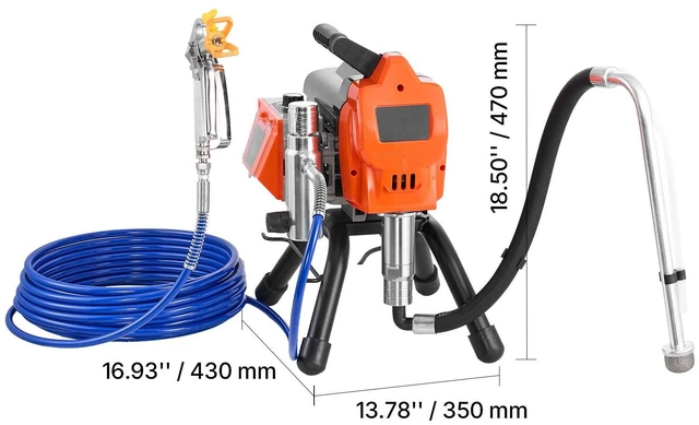 Alt view image 5 of 7 - Stand Airless Paint Sprayer, 1500W, 3300PSI High Pressure Airless Sprayer, Cleaning Brush, Hose, Extension Rod, Nozzles, Electric Spray Paint Machine for Large Apartments, Factory Buildings