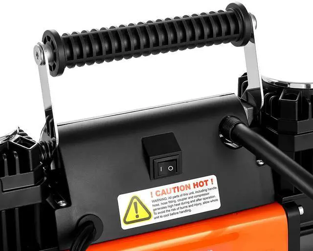 Alt view image 5 of 6 - Dual-Cylinder Heavy Duty Air Compressor, 10.6CFM Portable Tire Inflator, 12V 150PSI Offroad Air Pump with Digital Pressure Gauge & Adapters for Truck Car SUV 4 x 4 Vehicle RV