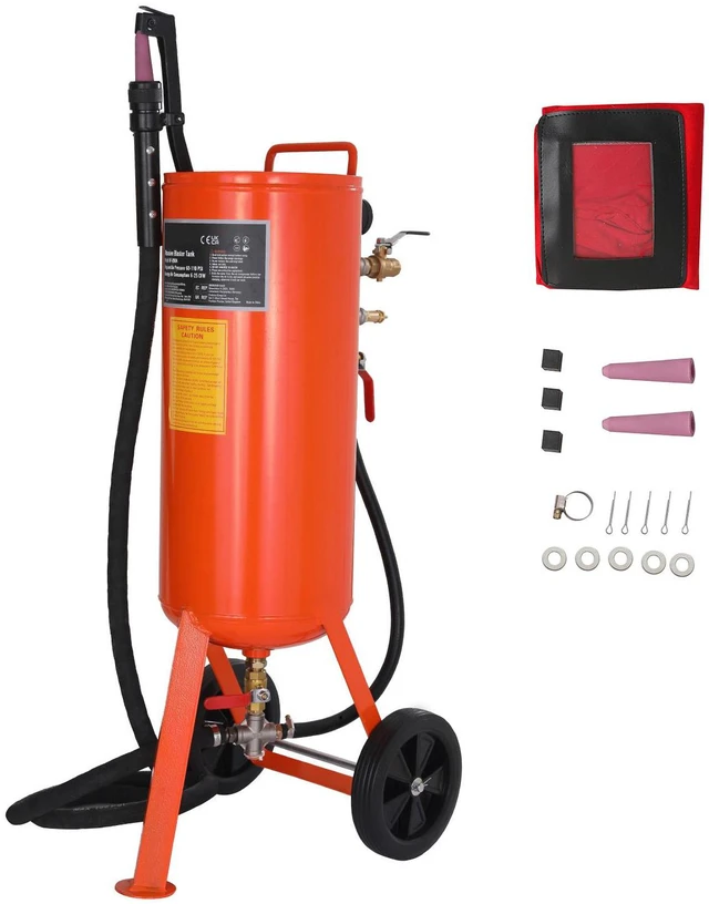 Alt view image 7 of 7 - 10 Gallon Heavy-Duty Sand Blaster, 60-110 PSI High Pressure Sandblaster, Portable Abrasive Blasting Tank, Air Sand Blasting Kit with 2 Ceramic Nozzles & 7.5ft Hose for Stain, Rust, Paint Removal