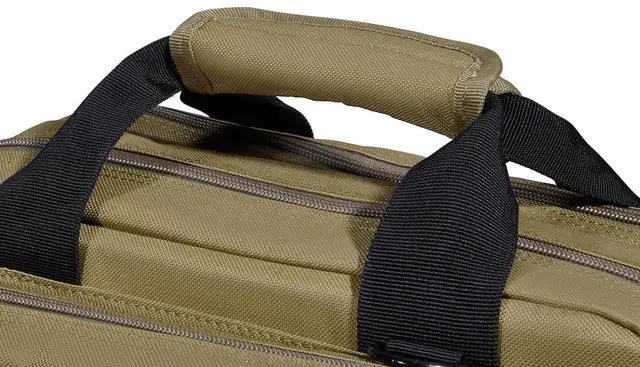 Alt view image 6 of 7 - Range Bag for 2 Pistols, Tactical Gun Bag with 2 Built-in Removable Pistol Bags & 6 Detachable Magazines, Gun Range Bag for Outdoor Hunting Shooting, Lockable Carrying Handgun Bag Case, Brown