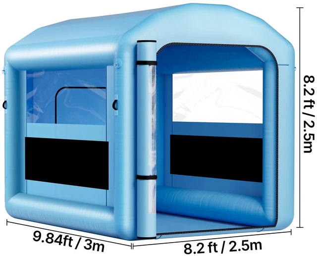 Alt view image 3 of 6 - Inflatable Paint Booth, 9.84 x 8.2 x 8.2 ft, Inflatable Spray Booth with 550W Powerful Blower and Air Filter System, Round Roof with Light Hook, for Painting Bicycle, Motorcycle, and Furniture