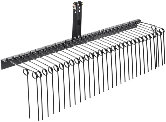 Main image of Tow Behind Landscape Rake, 72" Tow Dethatcher with 32 Steel Tines, Lawn Dethatcher Rake Attaches to Category 1, 3 Point Hitch for Tractor, for Leaves, Pine Needles, Straw, and Grass