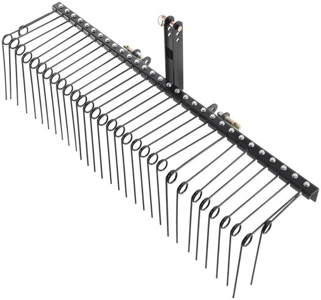 Alt view image 7 of 7 - Tow Behind Landscape Rake, 72" Tow Dethatcher with 32 Steel Tines, Lawn Dethatcher Rake Attaches to Category 1, 3 Point Hitch for Tractor, for Leaves, Pine Needles, Straw, and Grass