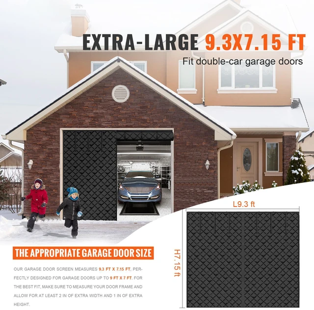Alt view image 4 of 7 - Garage Door Screen for Winter 9.28 x 7.15 ft Garage Door Insulation Kit