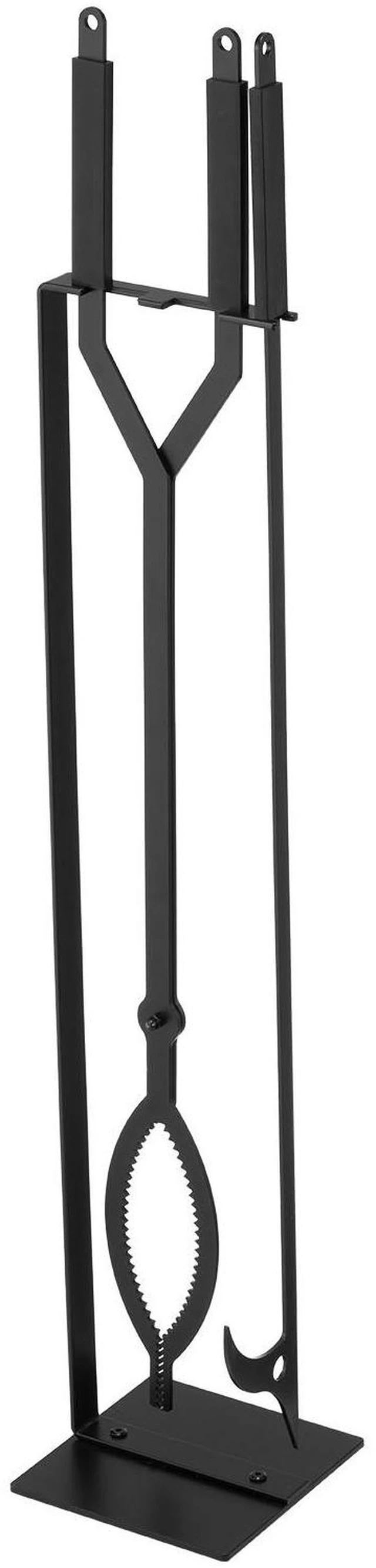 Alt view image 5 of 7 - Fireplace Tool Set, 3 PCS Fire Tool Set and Holder with Stand, Tongs, Fire Place Poker, Wrought Iron Fireplace Accessories for Campfire Backyard Bonfire Indoor/Outdoor, Black