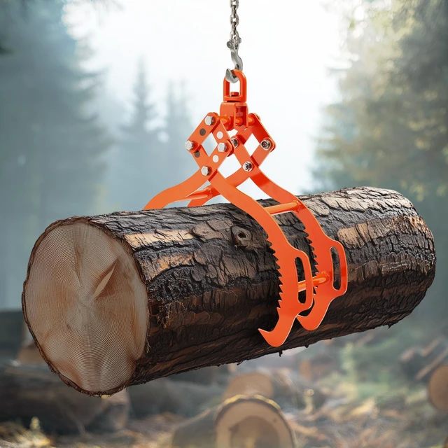 Alt view image 7 of 7 - 32in Log Lifting Tongs 4 Claw Solid Steel Log Grapple Swivel Log Tools