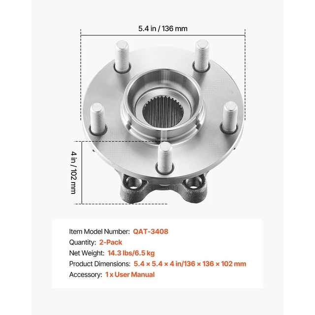 Alt view image 4 of 7 - 2PCS Front Wheel Bearing & Hub Assembly Fit for 2019 INFINITI QX50 Autograph Essential Luxe ProACTIVE Sport Utility Nissan Maxima Advance Sedan 4-Door OEM 513296, Wheel Bearing Hub Assembly Set