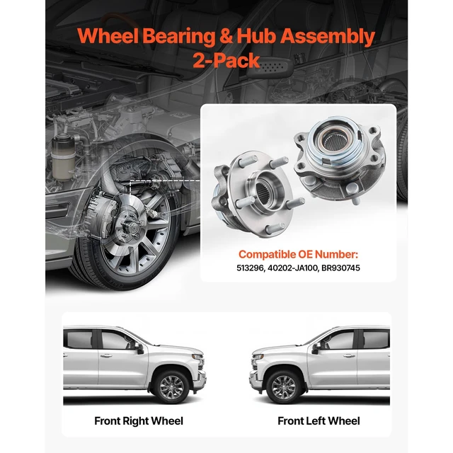 Alt view image 3 of 7 - 2PCS Front Wheel Bearing & Hub Assembly Fit for 2019 INFINITI QX50 Autograph Essential Luxe ProACTIVE Sport Utility Nissan Maxima Advance Sedan 4-Door OEM 513296, Wheel Bearing Hub Assembly Set