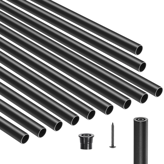 Main image of Metal Staircase Balusters 51 Pack 26 In Aluminum Spindles with Screws/Rail Caps