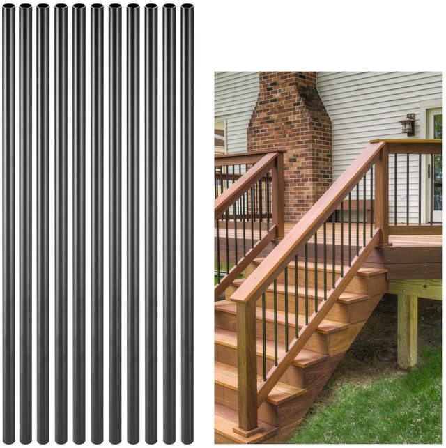 Alt view image 6 of 7 - Metal Staircase Balusters 51 Pack 26 In Aluminum Spindles with Screws/Rail Caps