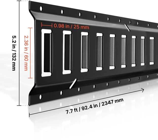 Alt view image 2 of 7 - E-Track Tie-Down Rails, 4 Pack, 7.7 ft E Track Rails Secures Cargo & Heavy Loads Up to 2,000 lbs, Trailer Tie-Down System Suitable for Garages, Vans, Motorcycle Tie Downs, ATV Mountings