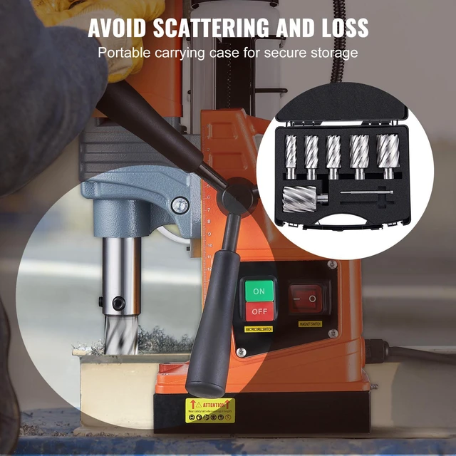 Alt view image 5 of 7 - Annular Cutter Set, 6 pcs Weldon Shank Mag Drill Bits, 1" to 2" Cutting Diameter, 2" Cutting Depth, M2AL High-Speed Steel, with 2 Pilot Pins and Portable Case, for Using with Magnetic Drills