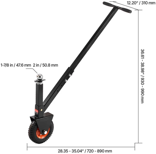 Alt view image 3 of 7 - 300lbs Adjustable Trailer Dolly 16.5 and 22 in Height 1-7/8 and 2 in Balls