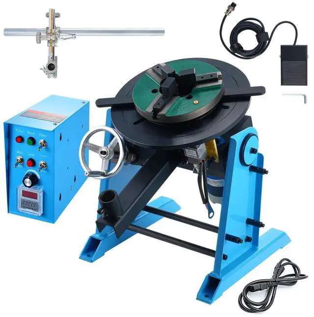 Main image of Rotary Welding Positioner 66LBS / 30KG, 0-90° Welding Positioning Turntable Table 1-12RPM 80W, with 12.4 Inch 3-Jaw Lathe Chuck & Welding Torch Stand Holder for Cutting, Grinding, Assembly