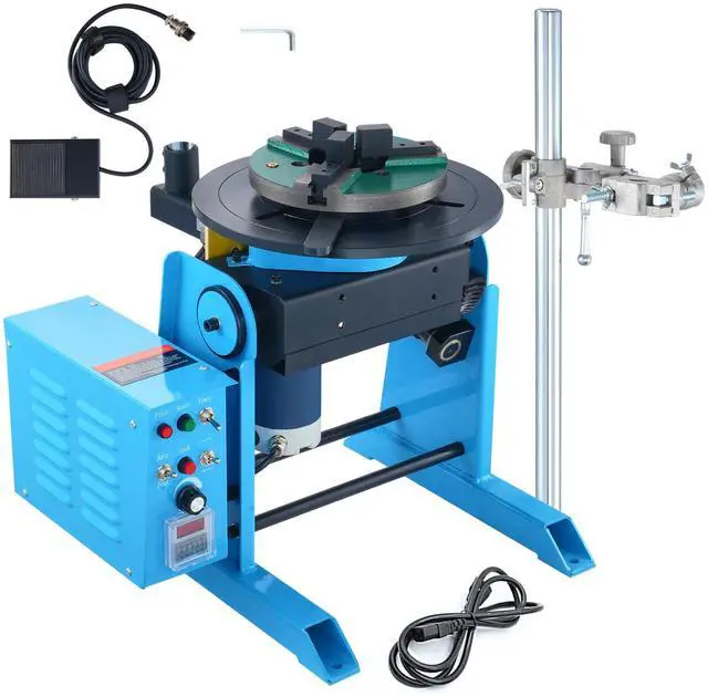Alt view image 2 of 7 - Rotary Welding Positioner 66LBS / 30KG, 0-90° Welding Positioning Turntable Table 1-12RPM 80W, with 12.4 Inch 3-Jaw Lathe Chuck & Welding Torch Stand Holder for Cutting, Grinding, Assembly