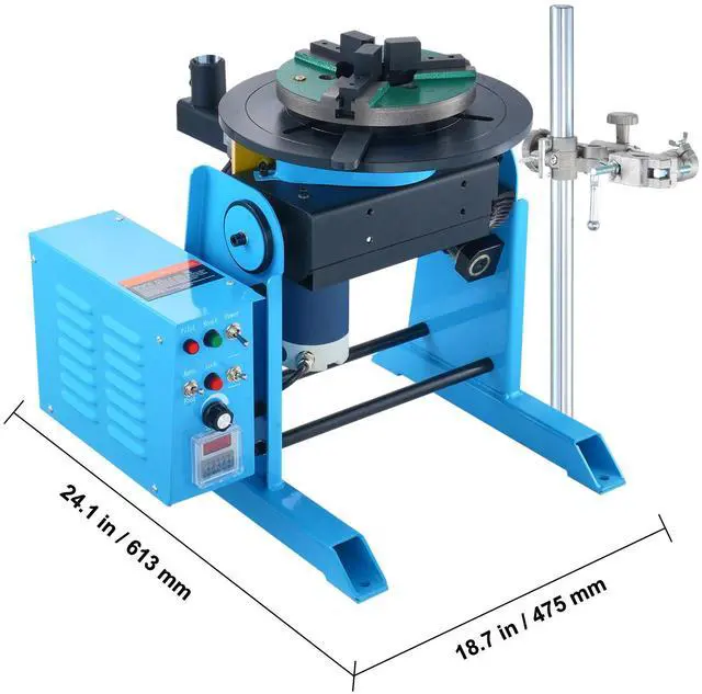 Alt view image 3 of 7 - Rotary Welding Positioner 66LBS / 30KG, 0-90° Welding Positioning Turntable Table 1-12RPM 80W, with 12.4 Inch 3-Jaw Lathe Chuck & Welding Torch Stand Holder for Cutting, Grinding, Assembly