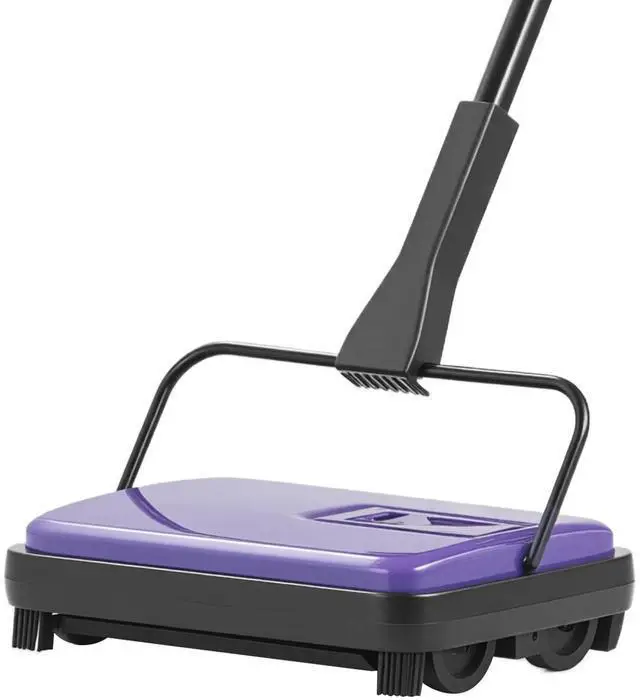 Alt view image 6 of 7 - Carpet Sweeper Manual, Floor Sweeper with 300 ml Dustbin Capacity Easy to Empty, 6.7 inch Cleaning Width for Home Office Carpets Pet Hair Dust, Purple