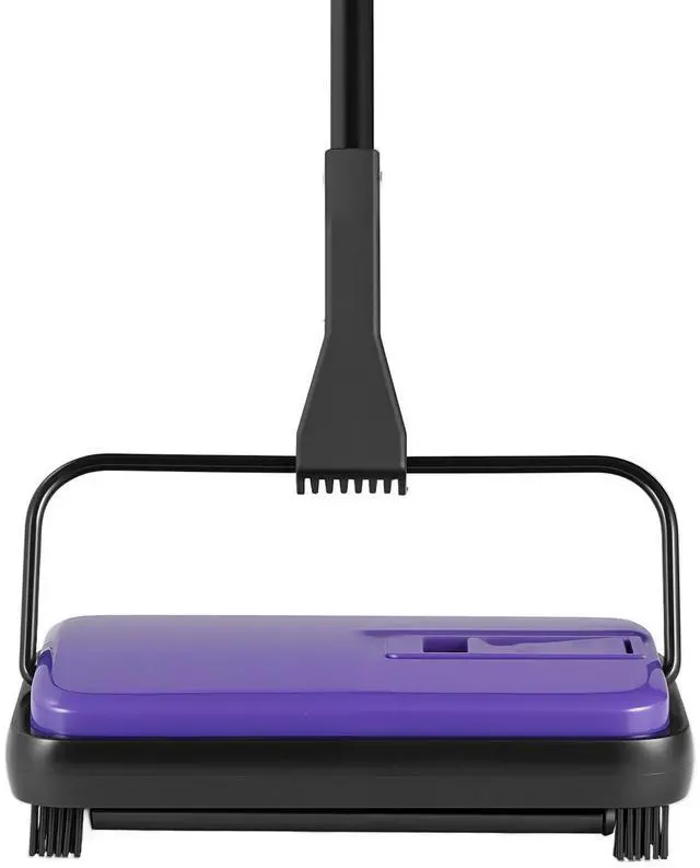Alt view image 7 of 7 - Carpet Sweeper Manual, Floor Sweeper with 300 ml Dustbin Capacity Easy to Empty, 6.7 inch Cleaning Width for Home Office Carpets Pet Hair Dust, Purple