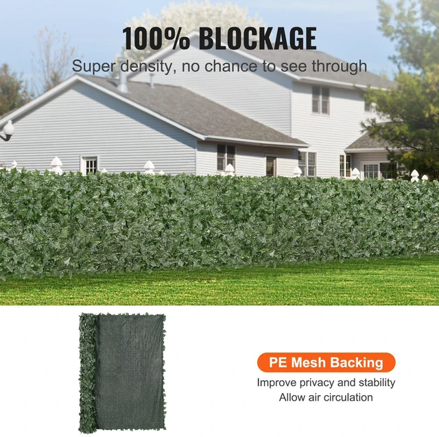 Alt view image 5 of 7 - Ivy Privacy Fence, 96 x 72 in Artificial Green Wall Screen, Greenery Ivy Fence with Mesh Cloth Backing and Strengthened Joint, Faux Hedges Vine Leaf Decoration for Outdoor Garden, Yard, Balcony