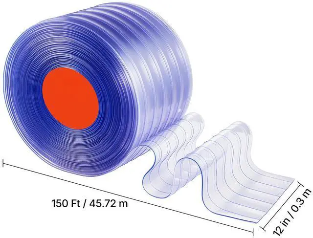 Alt view image 7 of 7 - Clear PVC Strip Curtain, 150 ft Length x 12 in Width, Ribbed Plastic Door Strip Bulk Roll, Walk in Freezer Cooler Curtain Strips for Doorways of Supermarket, Garage, Warehouse, Pet Animal House