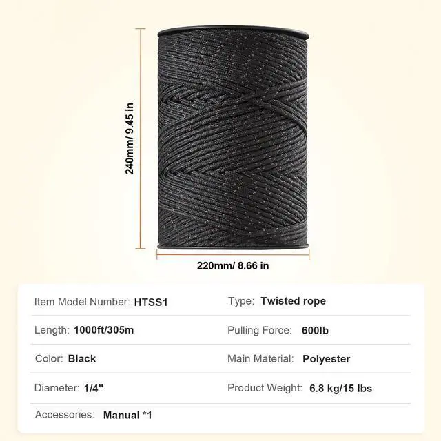 Alt view image 7 of 7 - 1000Ft 305M Electric Fence Wire Fencing Polywire Horse Cattle Livestock