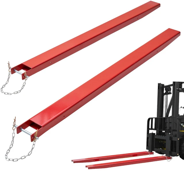 Main image of Pallet Fork Extensions, 72" Length 4.5" Width, Heavy Duty Carbon Steel Fork Extensions for Forklifts, 1 Pair Forklift Extensions with Pins, Forklift Fork Attachments for Forklift Truck, Red