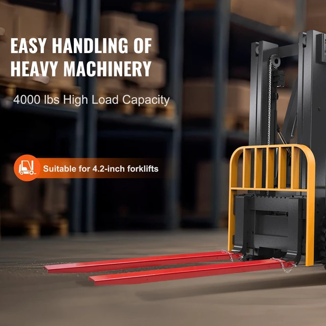 Alt view image 3 of 7 - Pallet Fork Extensions, 72" Length 4.5" Width, Heavy Duty Carbon Steel Fork Extensions for Forklifts, 1 Pair Forklift Extensions with Pins, Forklift Fork Attachments for Forklift Truck, Red