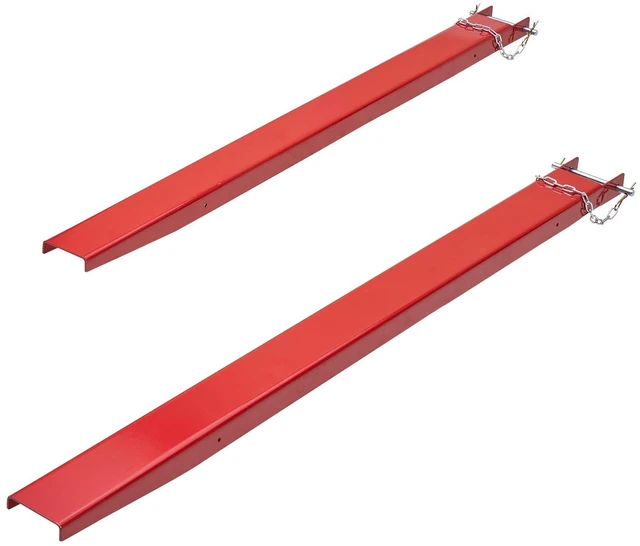 Alt view image 7 of 7 - Pallet Fork Extensions, 72" Length 4.5" Width, Heavy Duty Carbon Steel Fork Extensions for Forklifts, 1 Pair Forklift Extensions with Pins, Forklift Fork Attachments for Forklift Truck, Red