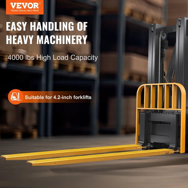 Alt view image 2 of 7 - Pallet Fork Extensions, 96" Length 4.5" Width, Heavy Duty Carbon Steel Fork Extensions for Forklifts, 1 Pair Forklift Extensions, Industrial Forklift Fork Attachments for Forklift Truck, Yellow