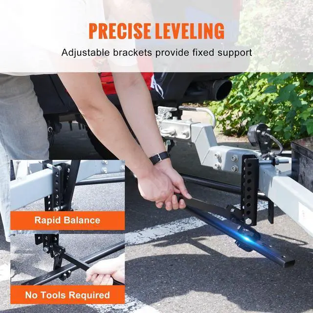 Alt view image 3 of 7 - Weight Distribution Hitch, 1,500 lbs Weight Distributing Hitches Kit with Sway Control for Trailer, 2-In Solid Steel Shank, 2-5/16 in Alloy Steel Ball, Powder Coated Load Leveling Hitch, Black