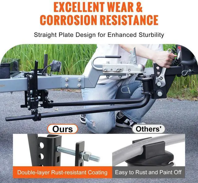 Alt view image 4 of 7 - Weight Distribution Hitch, 1,500 lbs Weight Distributing Hitches Kit with Sway Control for Trailer, 2-In Solid Steel Shank, 2-5/16 in Alloy Steel Ball, Powder Coated Load Leveling Hitch, Black