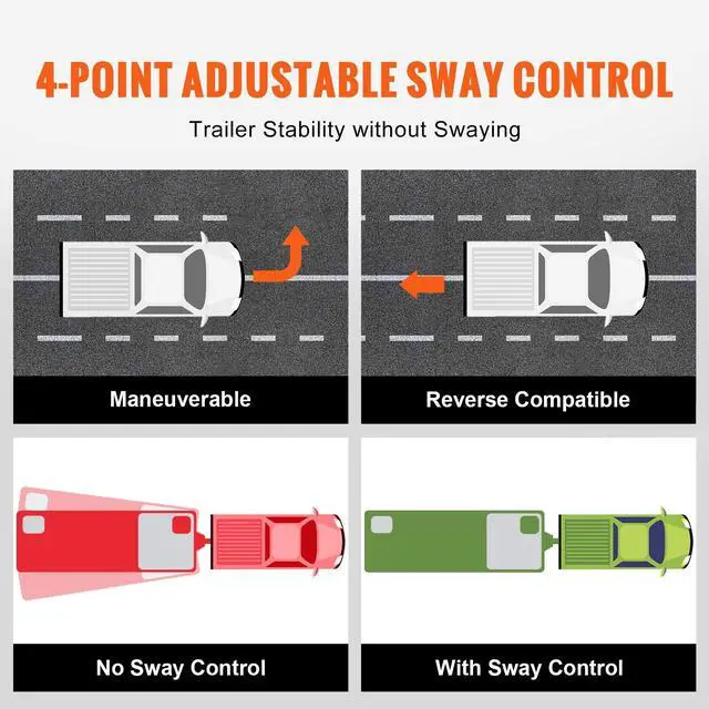 Alt view image 6 of 7 - Weight Distribution Hitch, 1,500 lbs Weight Distributing Hitches Kit with Sway Control for Trailer, 2-In Solid Steel Shank, 2-5/16 in Alloy Steel Ball, Powder Coated Load Leveling Hitch, Black