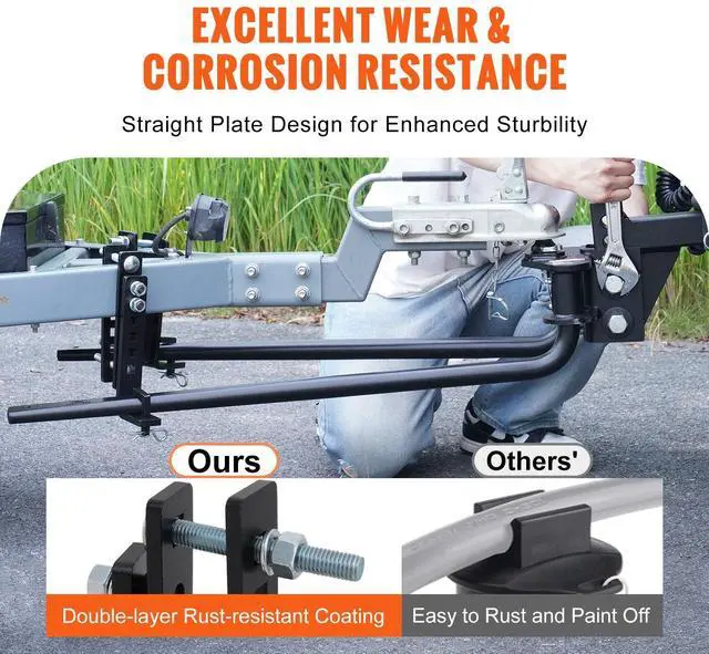 Alt view image 2 of 7 - Weight Distribution Hitch, 1,000 lbs Weight Distributing Hitches Kit with Sway Control for Trailer, 2-In Solid Steel Shank, 2-5/16 in Alloy Steel Ball, Powder Coated Load Leveling Hitch, Black