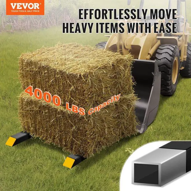 Alt view image 6 of 7 - Pallet Forks, 4000 lbs Capacity clamp on Pallet Forks, 60" Tractor Bucket Forks, Heavy Duty Front Loader Attachment for Tractor, Loader Bucket, Skid Steer, Tractor Forks for Agriculture and Farm