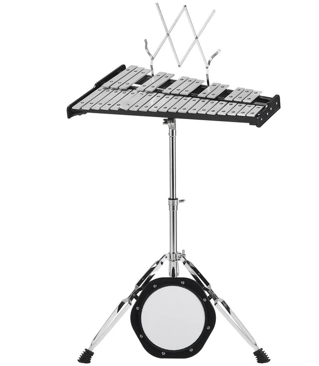 Main image of 32 Note Glockenspiel Xylophone Bell Kit, Professional Percussion Instrument Set with Mallets, Drum Sticks, Music Stand, 8" Practice Pad, Adjustable Stand and Carrying Bag for Students & Adults