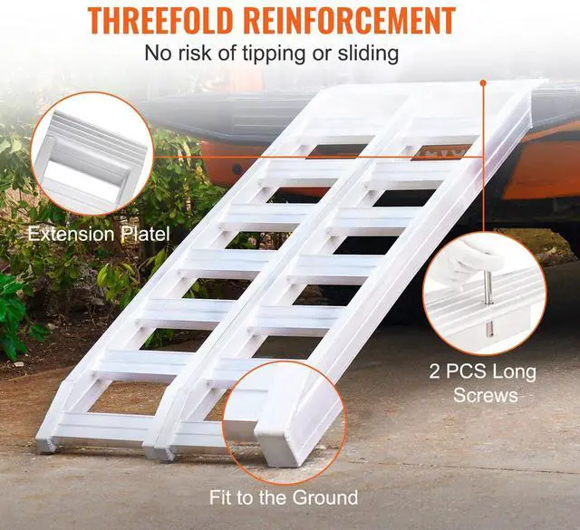 Alt view image 3 of 6 - Aluminum Ramps, 8810 lbs, Heavy-duty Ramps with Top Hook Attaching End, Universal Loading Ramp for Motorcycle, Tractor, ATV/UTV, Trucks, Lawn Mower, 72"L x 15"W, 2Pcs
