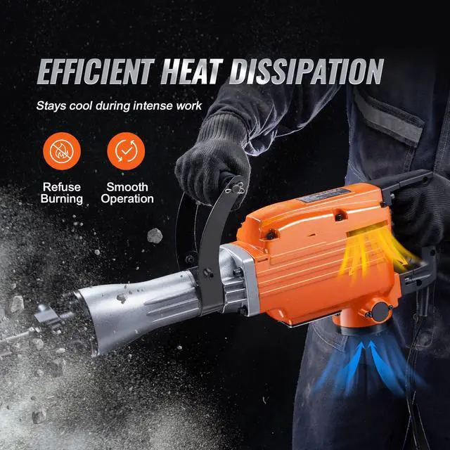 Alt view image 4 of 7 - Demolition Jack Hammer Concrete Breaker 2200W Electric Hammer 6 Chisel Bits