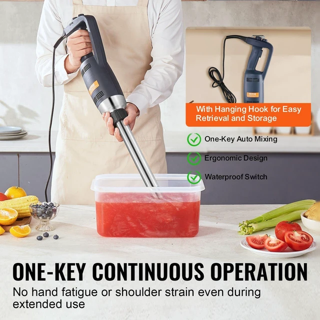 Alt view image 7 of 7 - Commercial Immersion Blender 350W Heavy Duty Hand Mixer for Soup Sauces